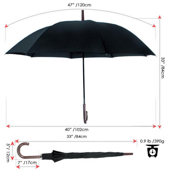  40.2 Zoll Black Auto Open Spazierstock Regenschirm