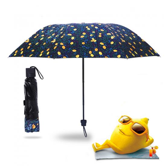 Zitrone 3-fach-manueller gedruckter klapperer Regenschirm