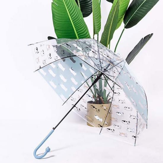 Kreative Katze Griff Kinder transparent Regenschirm