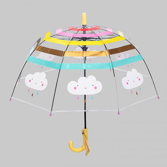 Tragbarer Kinder-transparenter automatischer Regenschirm mit langem Griff