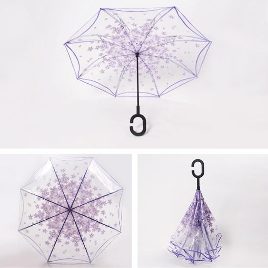 Doppellagiger transparenter umgedrehter Regenschirm