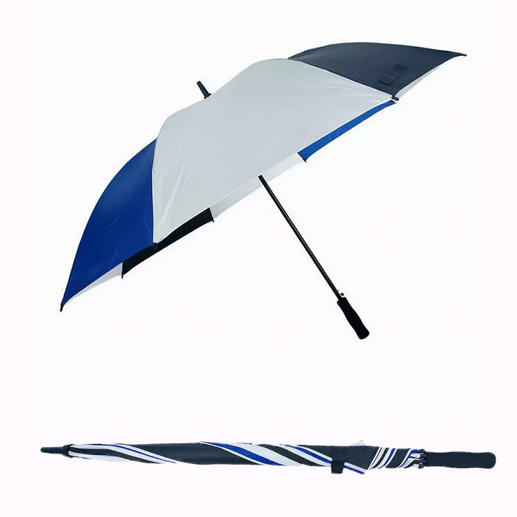 Kundenspezifischer automatischer offener Golf-Regenschirm-Qualitäts-Druck-Entwurfs-Logo-Regenschirm-Großverkauf

