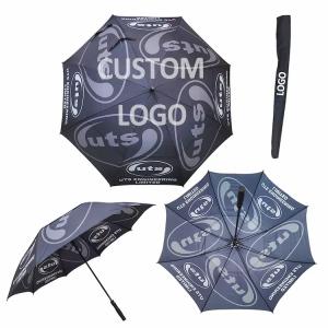 Kundenspezifischer Großhandelsgolf-Regenschirm Mehrseitiger Druck Persönlichkeits-Logo-fördernder Regenschirm
