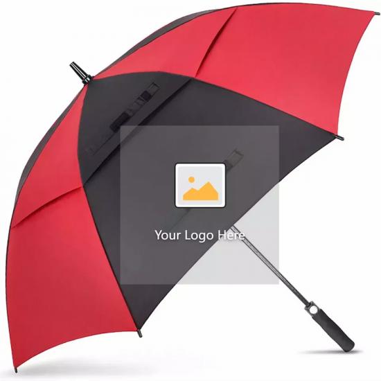 Anpassbarer Großhandelsregenschirm-Doppelschicht-automatischer offener personalisierter Golf-Regenschirm
