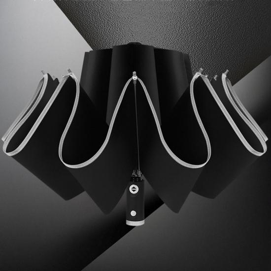 Benutzerdefinierter Regenschirm Vollautomatischer umgekehrter Regenschirm eingewickelter reflektierender Regenschirm
